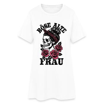 Böse alte Frau - Totenkopf - Rosen - Spruch - Frauen T-Shirt-Kleid - Weiß - Vorne