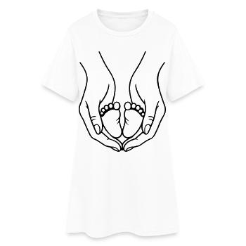 Logo Mains tenant les pieds de bébé - Robe T-shirt Femme - blanc - Devant