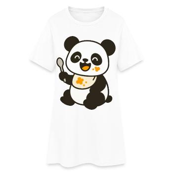 Nourrir avec le bébé panda – Des bonbons colorés - Robe T-shirt Femme - blanc - Devant