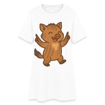 Jeune sanglier dansant - Robe T-shirt Femme - blanc - Devant