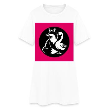 Renard et oie en amitié - Robe T-shirt Femme - blanc - Devant