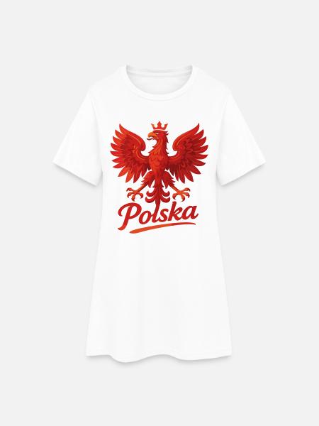 Polen Polska Adler Flagge Fahne episch Geschenk - Frauen T-Shirt-Kleid - Weiß