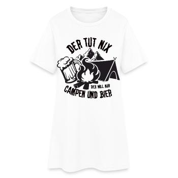 Abenteuer Camping mit Bier und Lagerfeuer - Frauen T-Shirt-Kleid - Weiß - Vorne