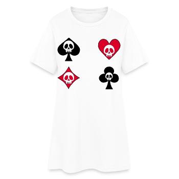 Totenköpfe und Kartenspiel - Frauen T-Shirt-Kleid - Weiß - Vorne