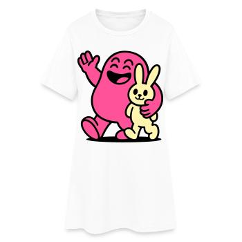 Happy Friends! - Frauen T-Shirt-Kleid - Weiß - Vorne