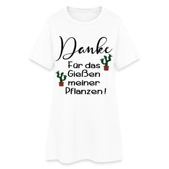 PFLANZENBEWÄSSERUNG DANKE URLAUB - Frauen T-Shirt-Kleid - Weiß - Vorne