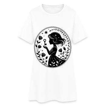 Fille Clé Rose Design Mystérieux - Robe T-shirt Femme - blanc - Devant