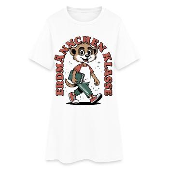 Klassentier Erdmännchen Klasse Retro, Mehrfarbig - Frauen T-Shirt-Kleid - Weiß - Vorne