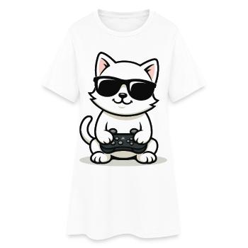 Gamer Cat Coolness - Robe T-shirt Femme - blanc - Devant