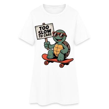 Tortue, Tortue - signe trop lent pour s’en soucier - Robe T-shirt Femme - blanc - Devant