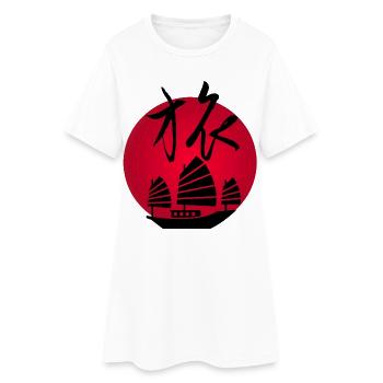 Voyage en Asie et soleil rouge (noir) - Robe T-shirt Femme - blanc - Devant