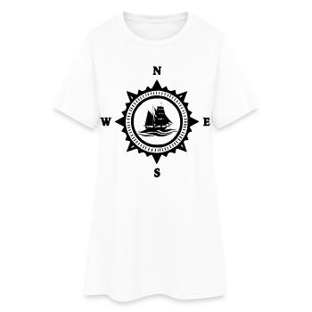 Das schwarze Boot und der Kompass - Frauen T-Shirt-Kleid - Weiß - Vorne