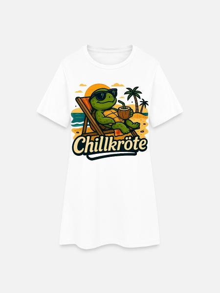 Chillkroete - einfach mal langsam angehen - Frauen T-Shirt-Kleid - Weiß