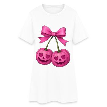 Citrouilles cerise rose, Cerises citrouille d’Halloween - Robe T-shirt Femme - blanc - Devant