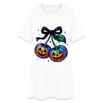 Citrouilles cerise iridescentes, Citrouilles d’Halloween - Robe T-shirt Femme - blanc - Devant