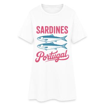 Sardines colorées Portugal Illustration - Robe T-shirt Femme - blanc - Devant