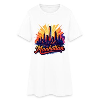 Manhattan Stadt New York Silhouette Geschenk - Frauen T-Shirt-Kleid - Weiß - Vorne