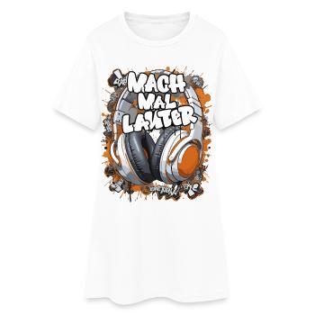 Graffiti-Headphones mit Slogan - Frauen T-Shirt-Kleid - Weiß - Vorne