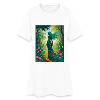 Mutter Natur im Zauberwald - Frauen T-Shirt-Kleid - Weiß - Vorne