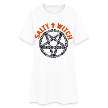 Salty Witch Pentagram Chain Design Goth Girl - Frauen T-Shirt-Kleid - Weiß - Vorne