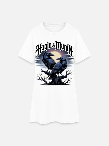 Hugin und Munin - Wächter der Gedanken - Frauen T-Shirt-Kleid - Weiß