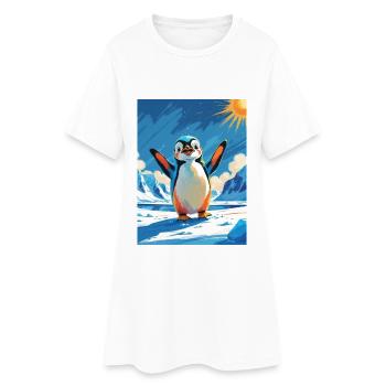Pingouin ondulant dans l’Arctique vibrant - Robe T-shirt Femme - blanc - Devant