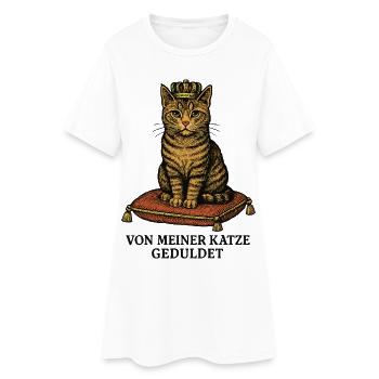 Katze geduldet – Fun Shirt - Frauen T-Shirt-Kleid - Weiß - Vorne