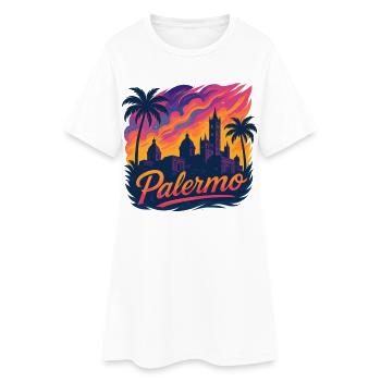 Palermo City Italy Sicily Silhouette Gift - Women’s T-Shirt Dress - white - Front