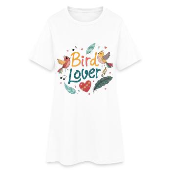Amour des Oiseaux Design Coloré - Robe T-shirt Femme - blanc - Devant