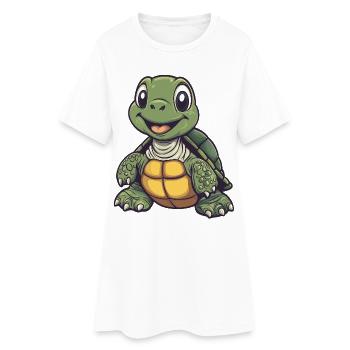 Tortue mignonne et joyeuse :) - Robe T-shirt Femme - blanc - Devant