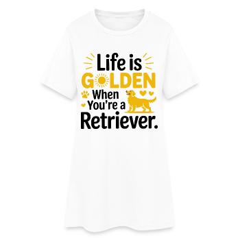 Lustiges Golden Retriever-Leben ist golden - Frauen T-Shirt-Kleid - Weiß - Vorne