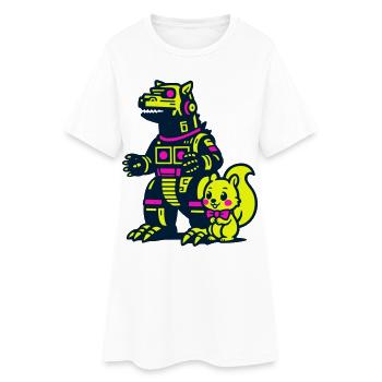 Mecha Dragon avec écureuil - Robe T-shirt Femme - blanc - Devant