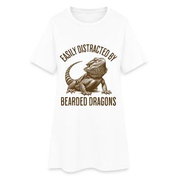 Facilement distrait par les dragons barbus - Robe T-shirt Femme - blanc - Devant