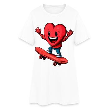 Patineur de cœur - Robe T-shirt Femme - blanc - Devant