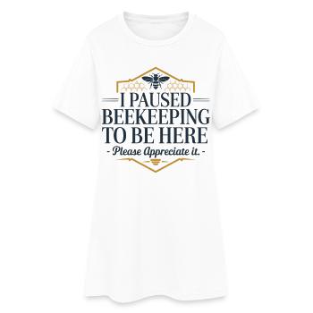 Bee and honeycomb motif with quote - Women’s T-Shirt Dress - white - Front