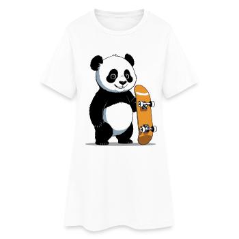 Illustration de panda en skateboard - Robe T-shirt Femme - blanc - Devant