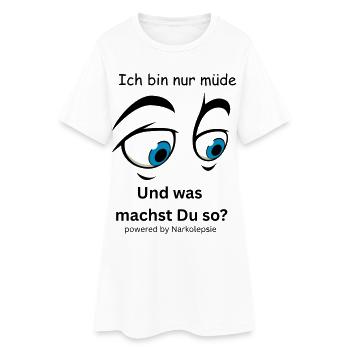Minimalistisches Gesicht in Blau und Schwarz  - Frauen T-Shirt-Kleid - Weiß - Vorne