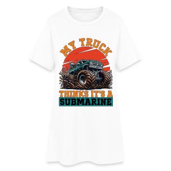 Mud Racing My Truck Thinks It's Offroad Vehicles - Women’s T-Shirt Dress - white - Front