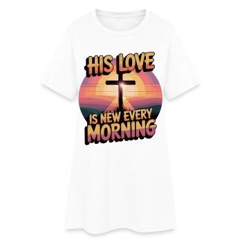 Christian Cross with Sunrise Motif - Women’s T-Shirt Dress - white - Front