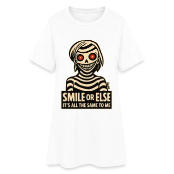 Skelettiges Lächeln mit Botschaft - Frauen T-Shirt-Kleid - Weiß - Vorne