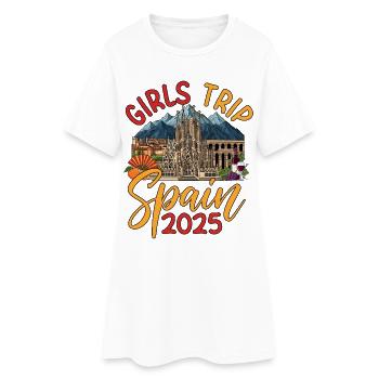 Voyage entre filles en Espagne 2025 - Robe T-shirt Femme - blanc - Devant