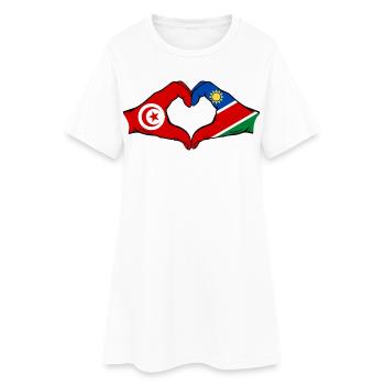 Tunisia Namibia Flag Hands Heart Shape Used - Women’s T-Shirt Dress - white - Front