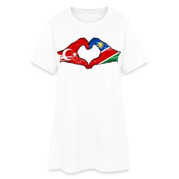 Drapeau de la Turquie et de la Namibie, forme de cœur, utilisé - Robe T-shirt Femme - blanc - Devant