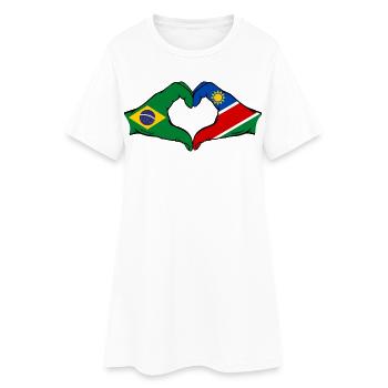 Brésil Palestine Drapeau Mains Coeur Forme - Robe T-shirt Femme - blanc - Devant