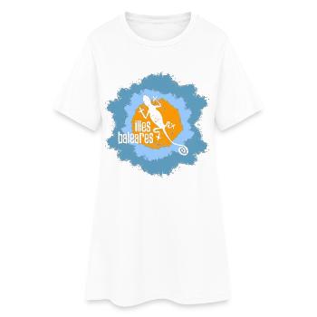 Lizard mit Inselmotiv und Textdesign - Frauen T-Shirt-Kleid - Weiß - Vorne