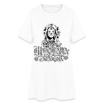 Mexicana Catarina black - Frauen T-Shirt-Kleid - Weiß - Vorne
