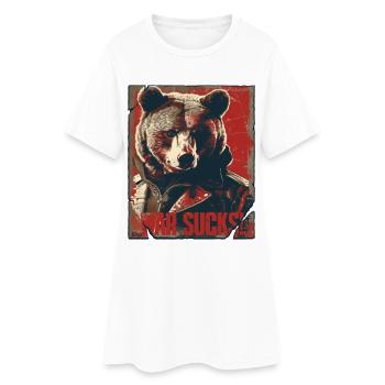Ours flagrant dans la conception de la veste en cuir, la guerre est agaçante - Robe T-shirt Femme - blanc - Devant