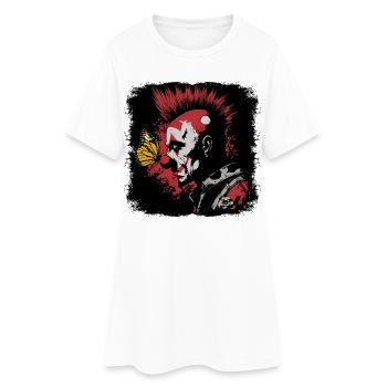 Gruseliger Clown und Schmetterling - Frauen T-Shirt-Kleid - Weiß - Vorne