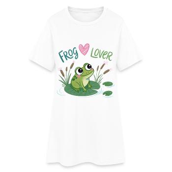 Frog Amoureux sur Nénuphar - Robe T-shirt Femme - blanc - Devant