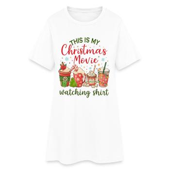 Chemise de soirée cinéma de Noël - Robe T-shirt Femme - blanc - Devant